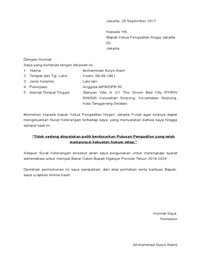 Contoh Surat Kelulusan Bagi Permohonanan Yang Diterima