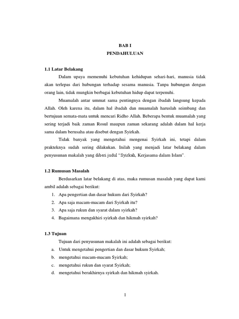 Contoh Makalah Makalah Syirkah