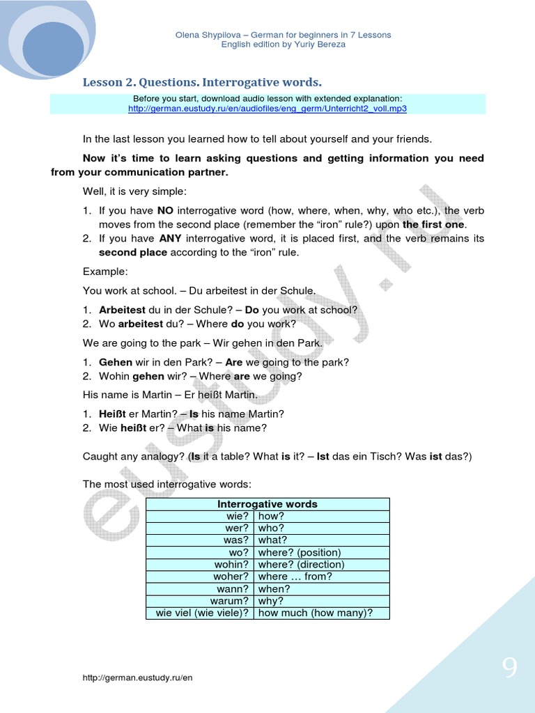 German Questions: Beginner's Guide | PDF | Career & Growth