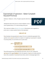 Exponentials of Operators - Baker-Campbell-Hausdorff Formula - Physics Pages