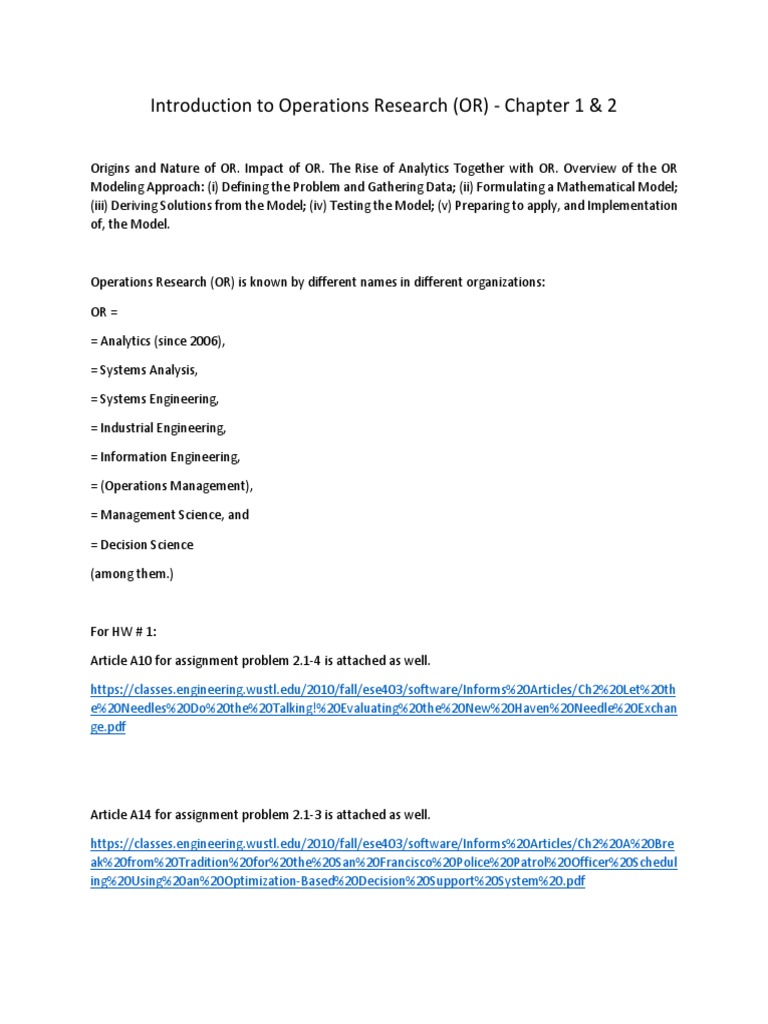 Introduction to Operations Research Concepts | PDF | Operations ...