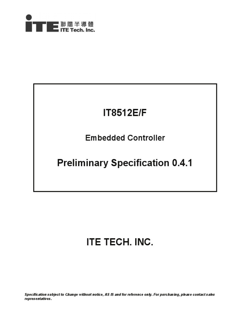 Datasheet IT8512E F V0.4.1 | PDF | Input/Output | Random Access Memory