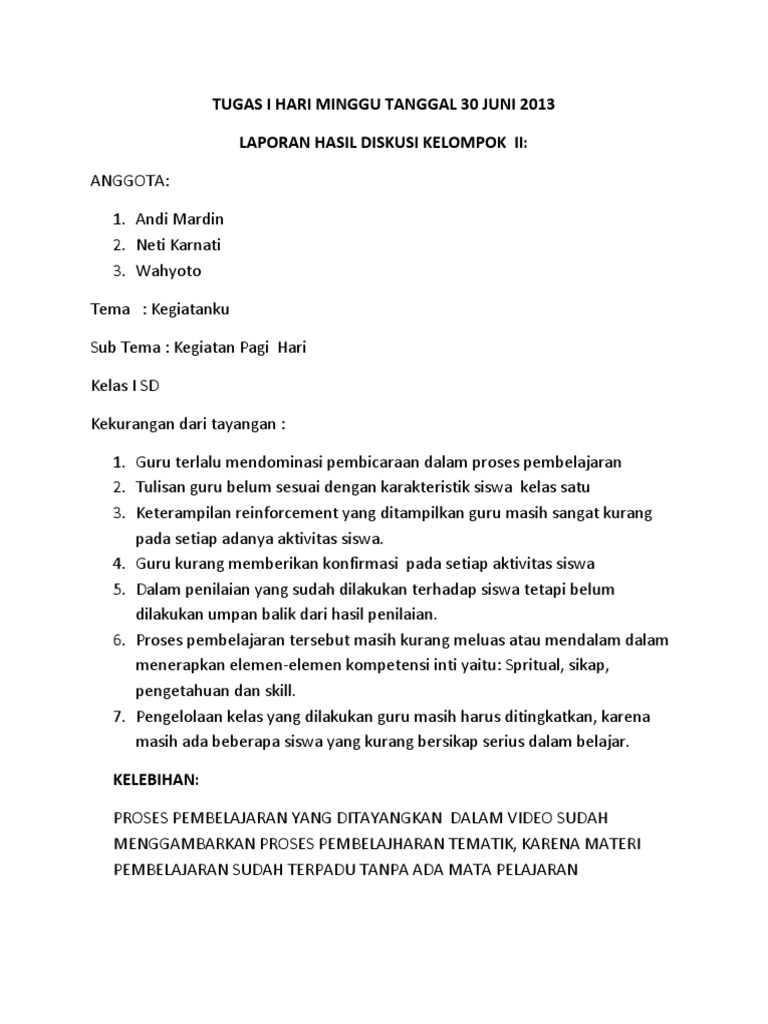 2 Analisis Video Tentang Proses Pembelajaran Tematik