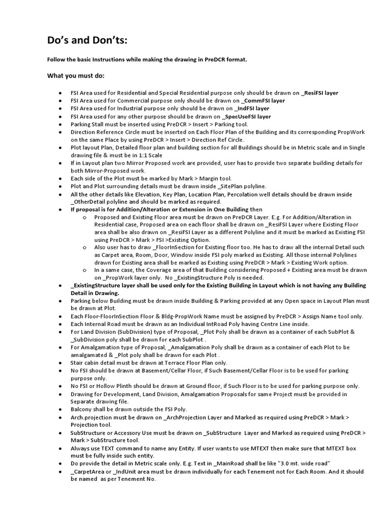 PreDCR AP Dos and Donts PDF | PDF | Basement | Buildings And Structures