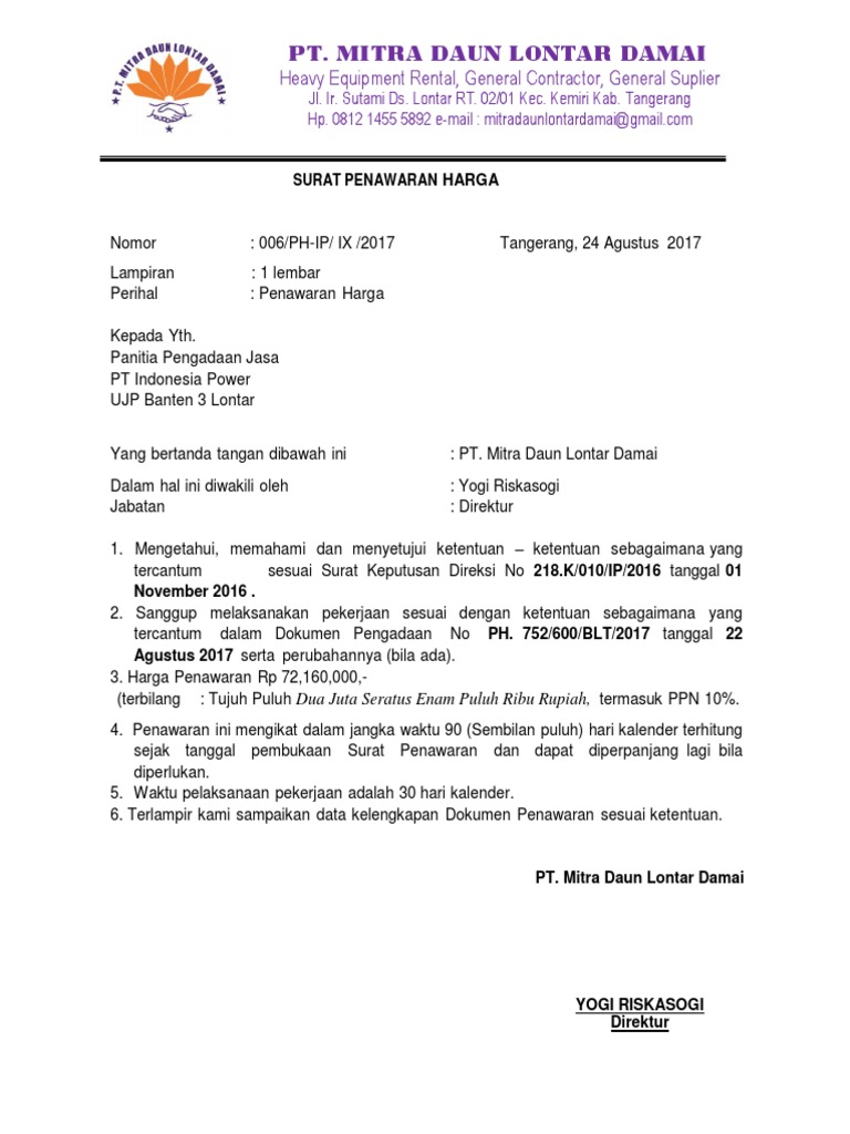 Surat Penawaran Harga