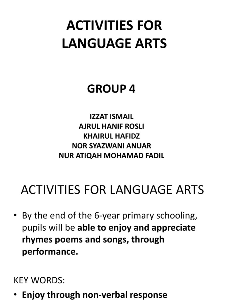 Language Arts Activities for Primary Pupils | PDF
