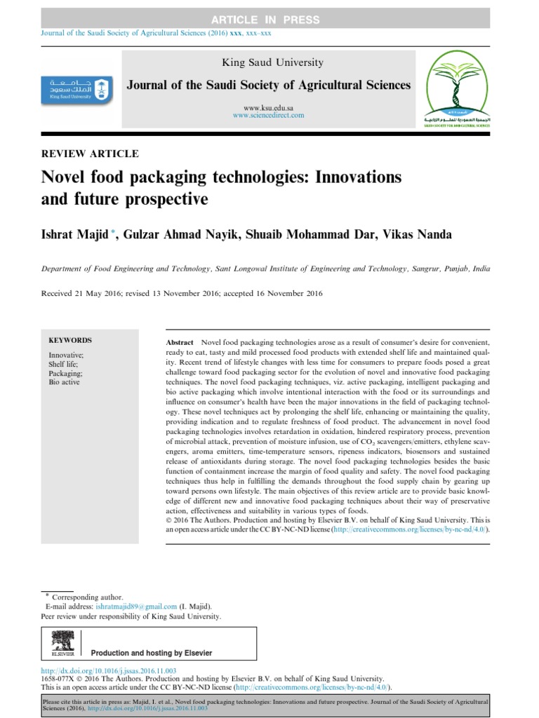Novel Food Packaging Innovations | PDF | Packaging And Labeling ...