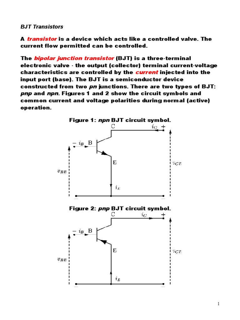BJT Transistor Circuits PDF Bipolar Junction Transistor Transistor