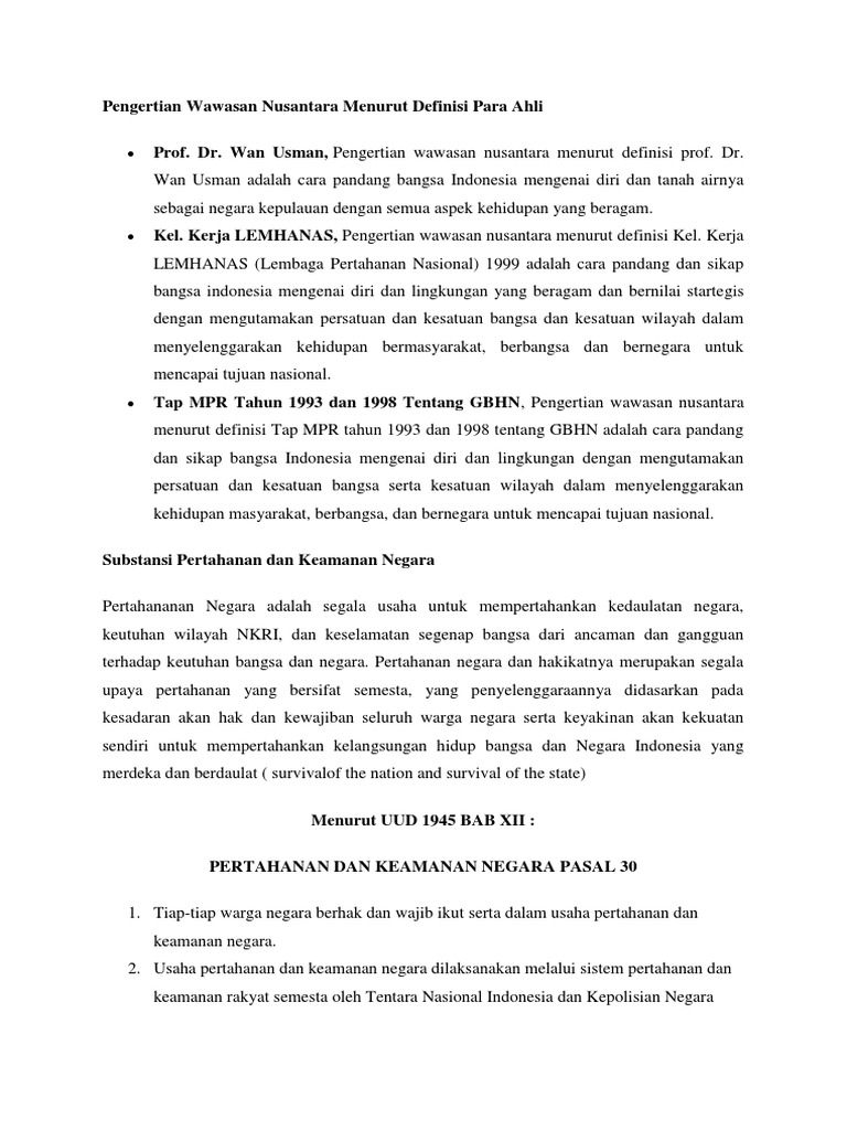 Pengertian Wawasan Nusantara Menurut Definisi para Ahli Pengertian Wawasan Nusantara Menurut Definisi para Ahli