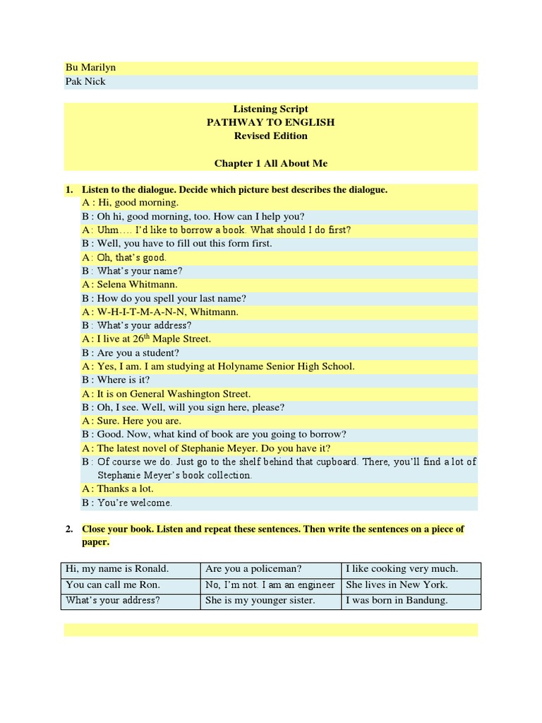 Listening Script for English Practice | PDF | Language Arts & Discipline