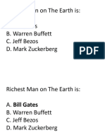 Richest Man On The Earth Is: A. Bill Gates B. Warren Buffett C. Jeff Bezos D. Mark Zuckerberg