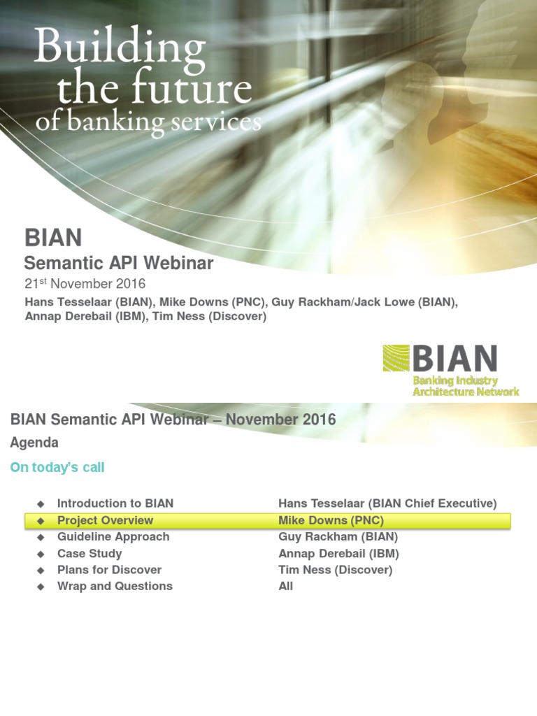 BIAN API Webinar Slides Final 11-20-2016 | PDF | Application ...