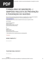 Formulário de Inscrição - i Simpósio Paulista de Prevenção e Posvenção Do Suicídio