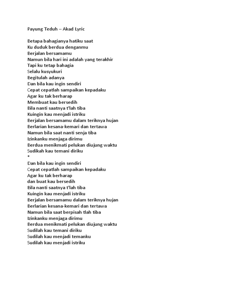 Payung Teduh Akad Lyric