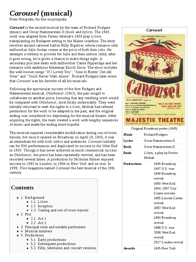 Carousel (Musical) | PDF | Theatre | Musical Theatre