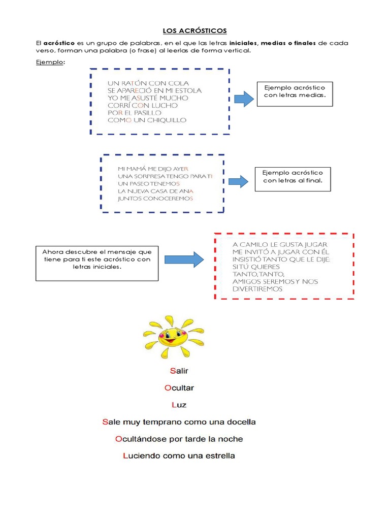 Los Acrosticos Clase 1 Los Simbolos Escritura