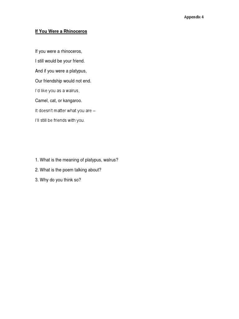 If You Were A Rhinoceros (Poem) PDF