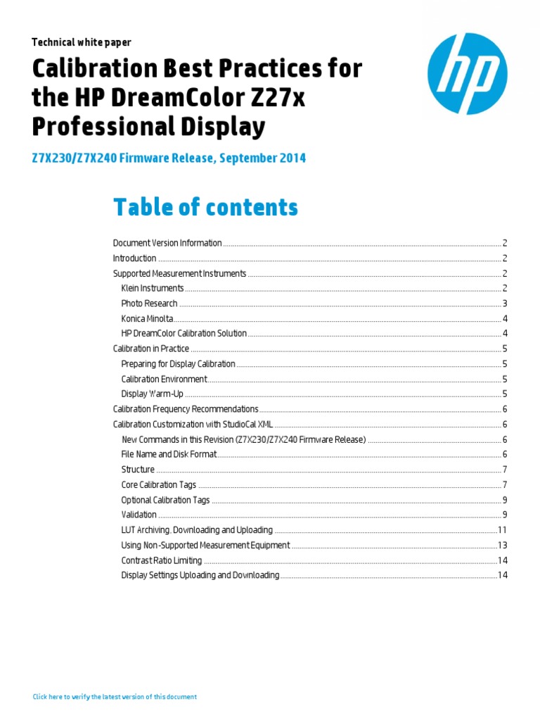 HP Z27x Calibration Guide PDF Calibration Xml