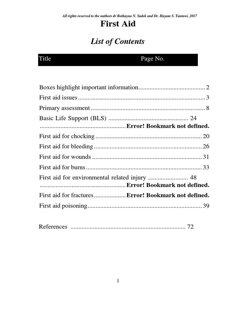 First Aid: List of Contents | PDF | Cardiopulmonary Resuscitation ...