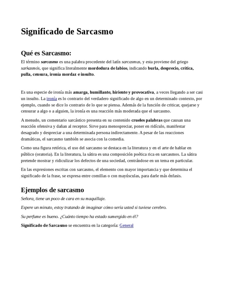 Definición y ejemplos de sarcasmo | PDF | Poesía | Clásicos