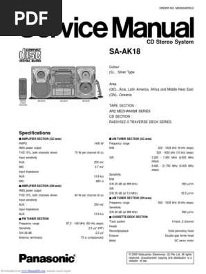 Service Manual Panasonic Sa Ak18 Electronic Circuits Printed Circuit Board