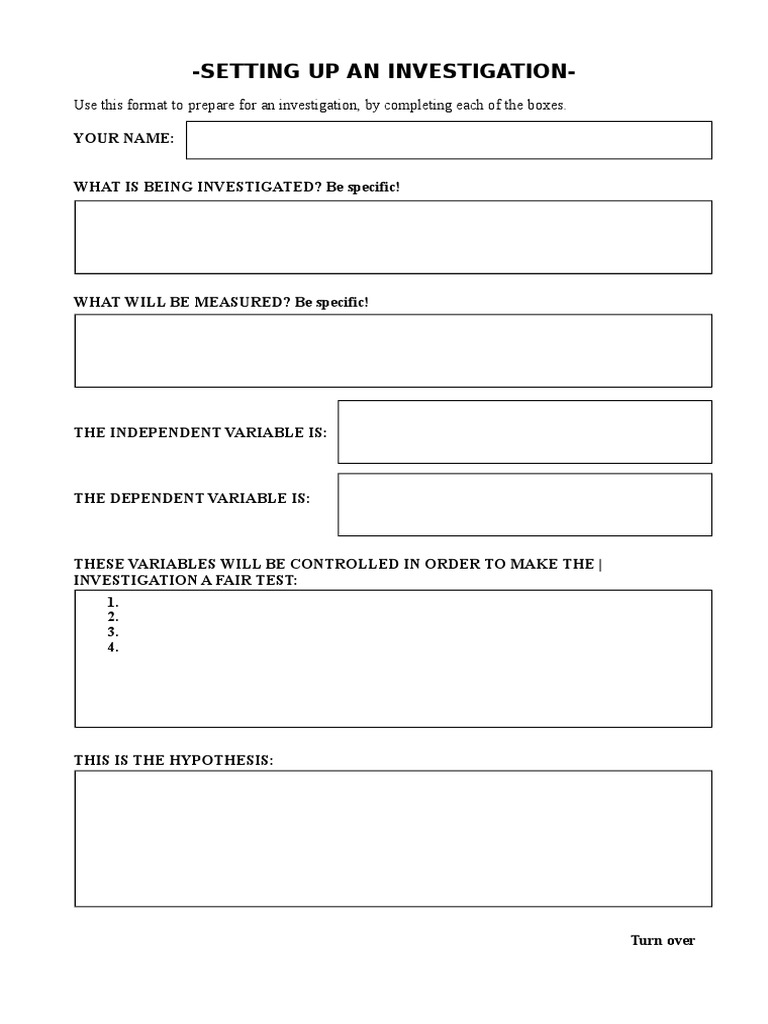 Setting Up An Investigation-: Use This Format To Prepare For An ...