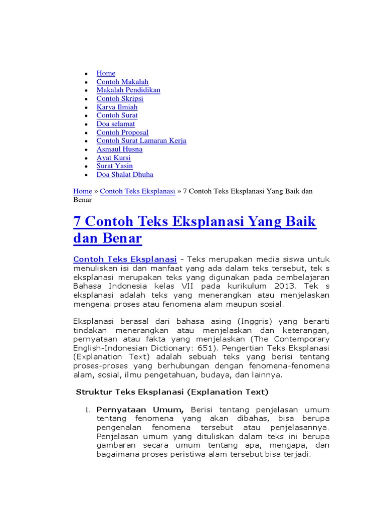 Contoh Eksplanasi