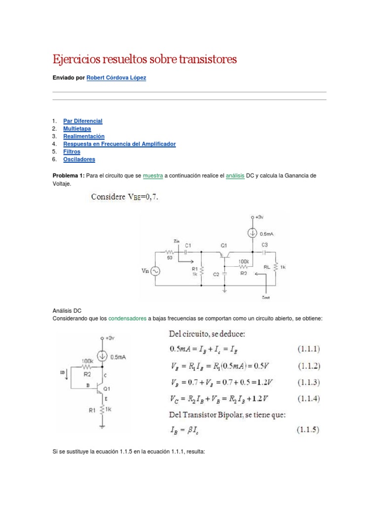 Ejercicios Resueltos Sobre Transistores PDF