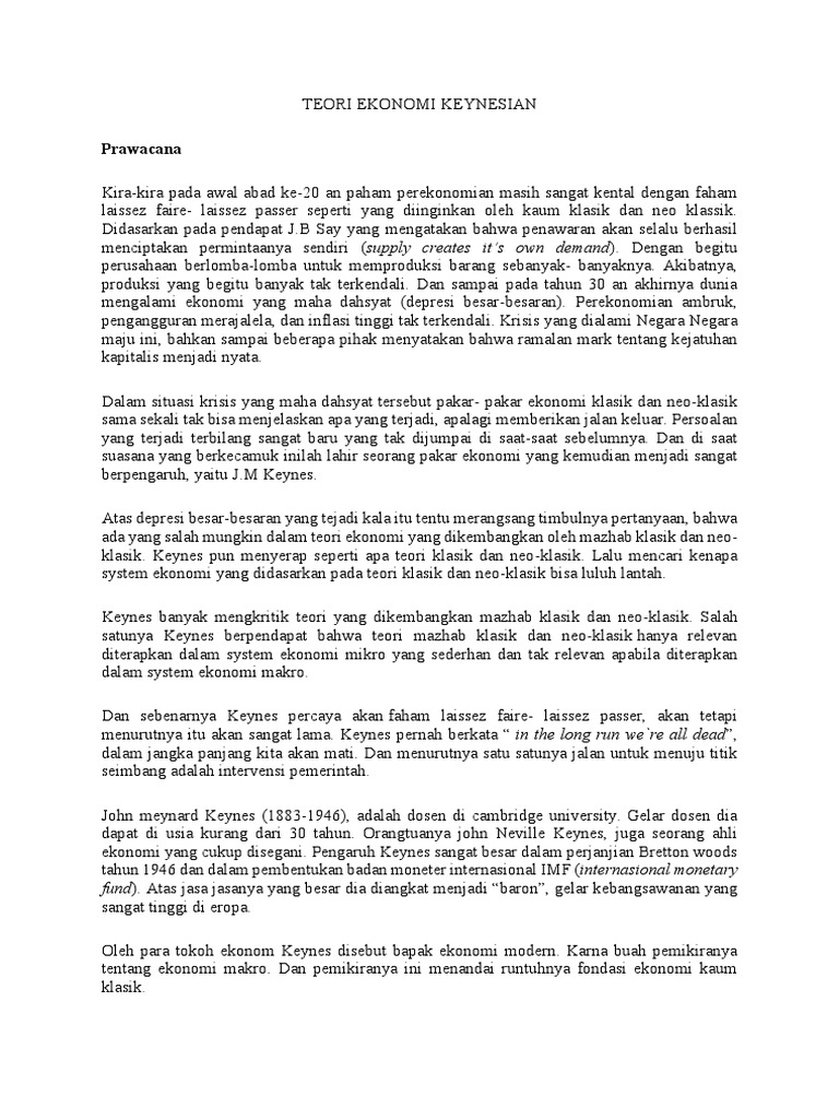 Teori Ekonomi Keynesian Pdf