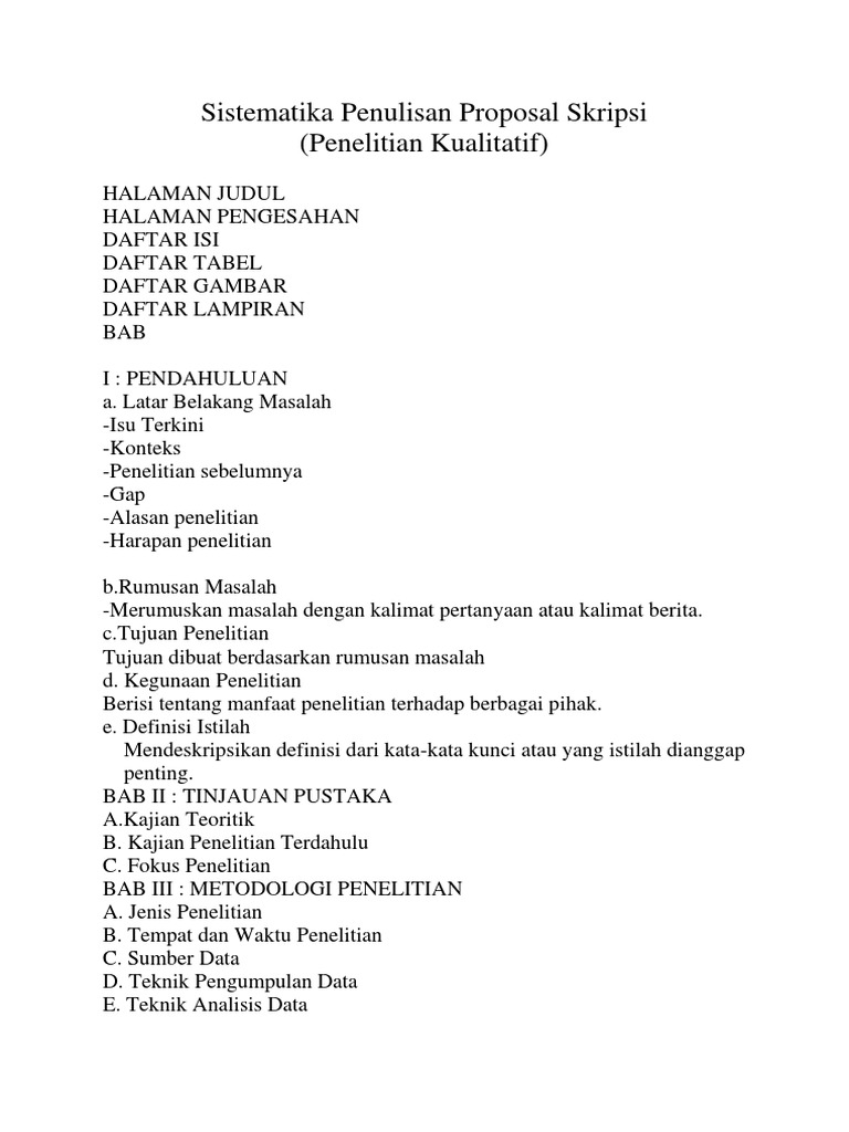 Sistematika Penulisan Proposal Skripsi Docx