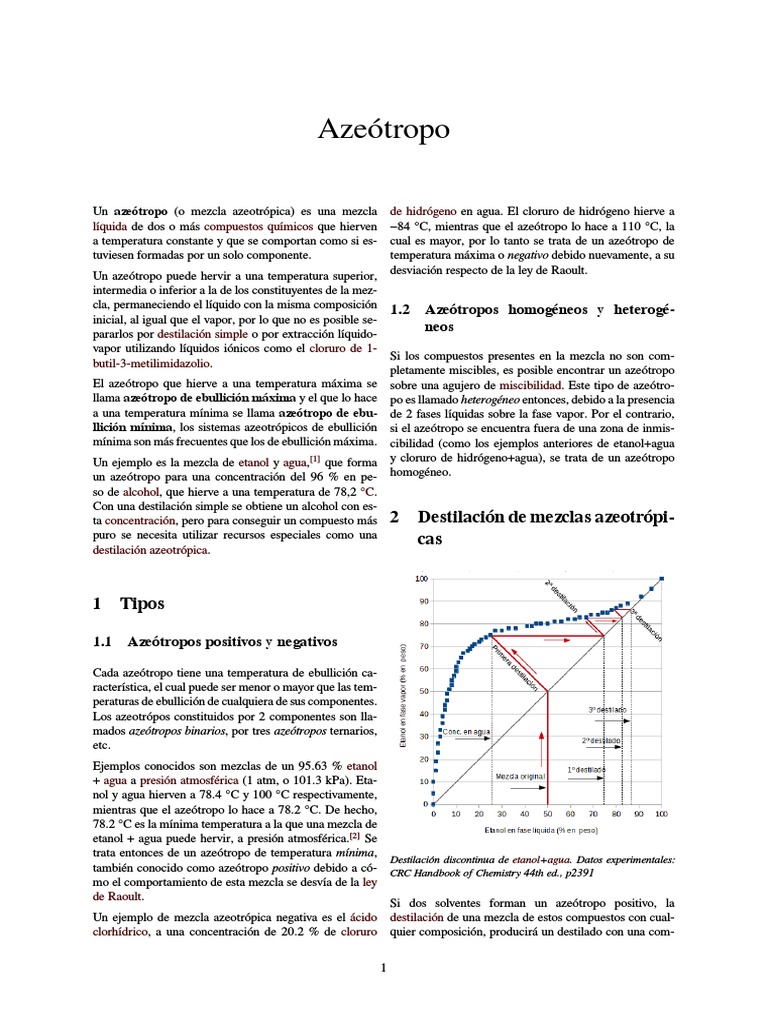 Azeótropo PDF Química analítica Ingeniería Termodinámica