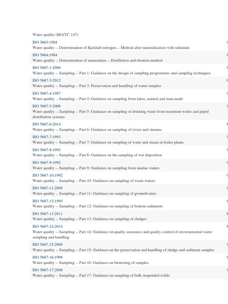 ISO Water Quality Standards | PDF | Water Quality | Potassium