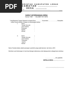 Surat Keterangan Cerai