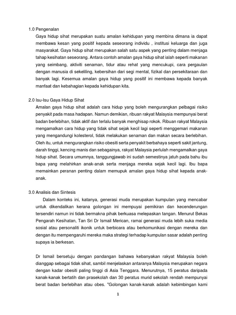 Assignment Gaya Hidup Sihat Pdf