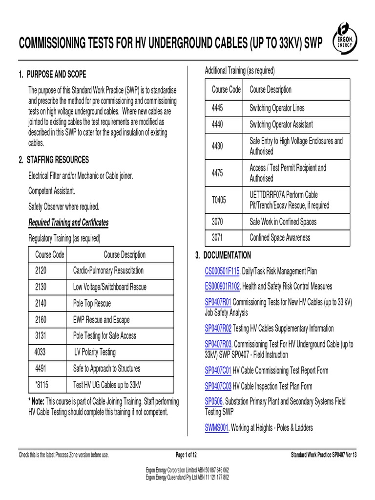 Commissioning Tests For HV Cables PDF | PDF