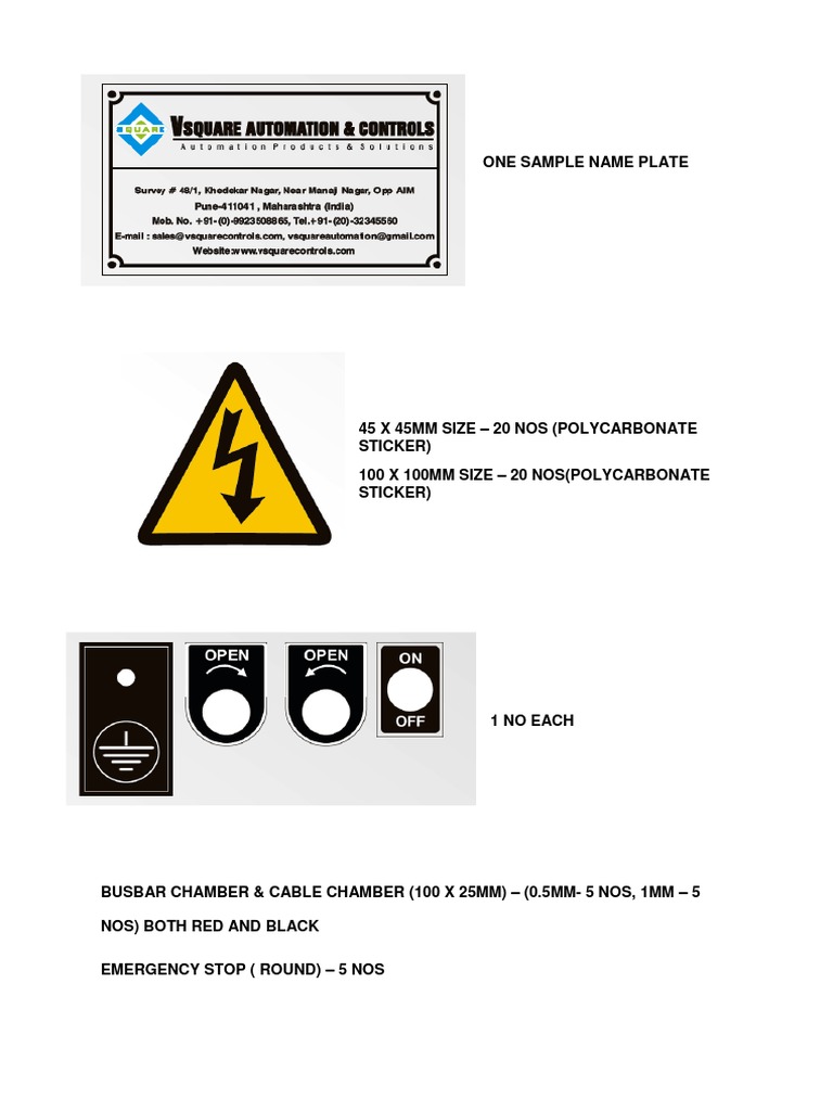Sample Name Plate Specifications | PDF | Teaching Methods & Materials ...