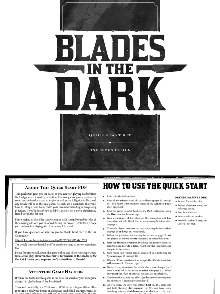 Blades in The Dark PDF Stress (Biology) Leisure