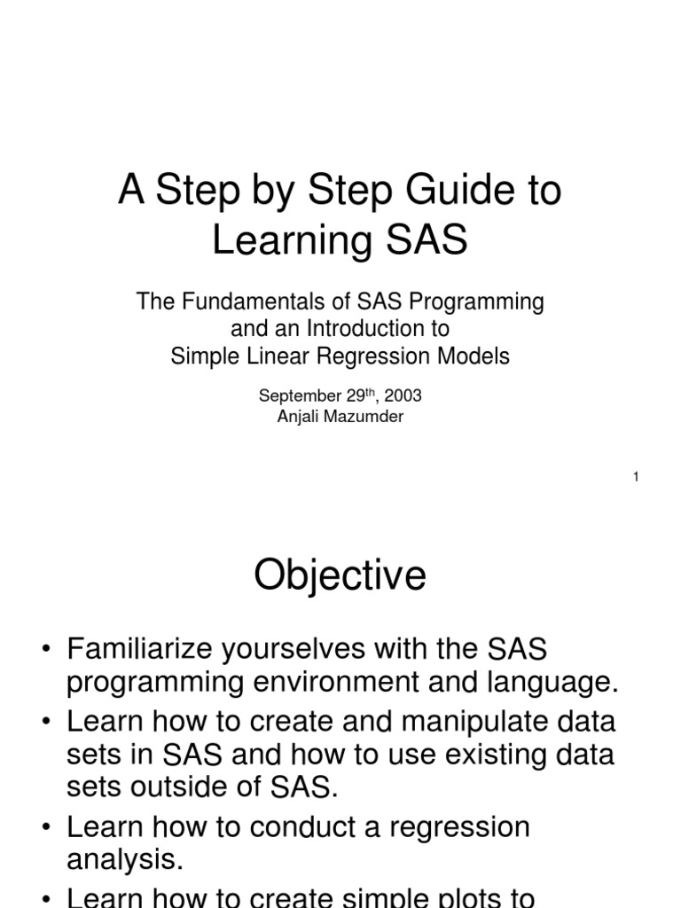 Step-by-Step SAS Programming Guide | PDF | Errors And Residuals | Sas ...