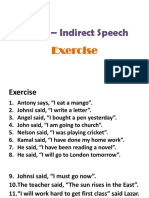 Direct Indirect Speech Exercise