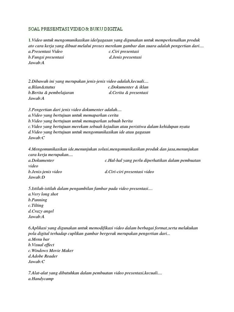 Soal Presentasi Video Pdf