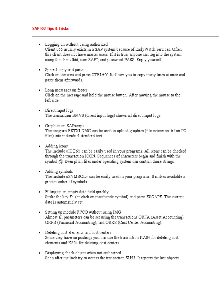 Sap Tips And Tricks Pdf Download Free Pdf Computer Network