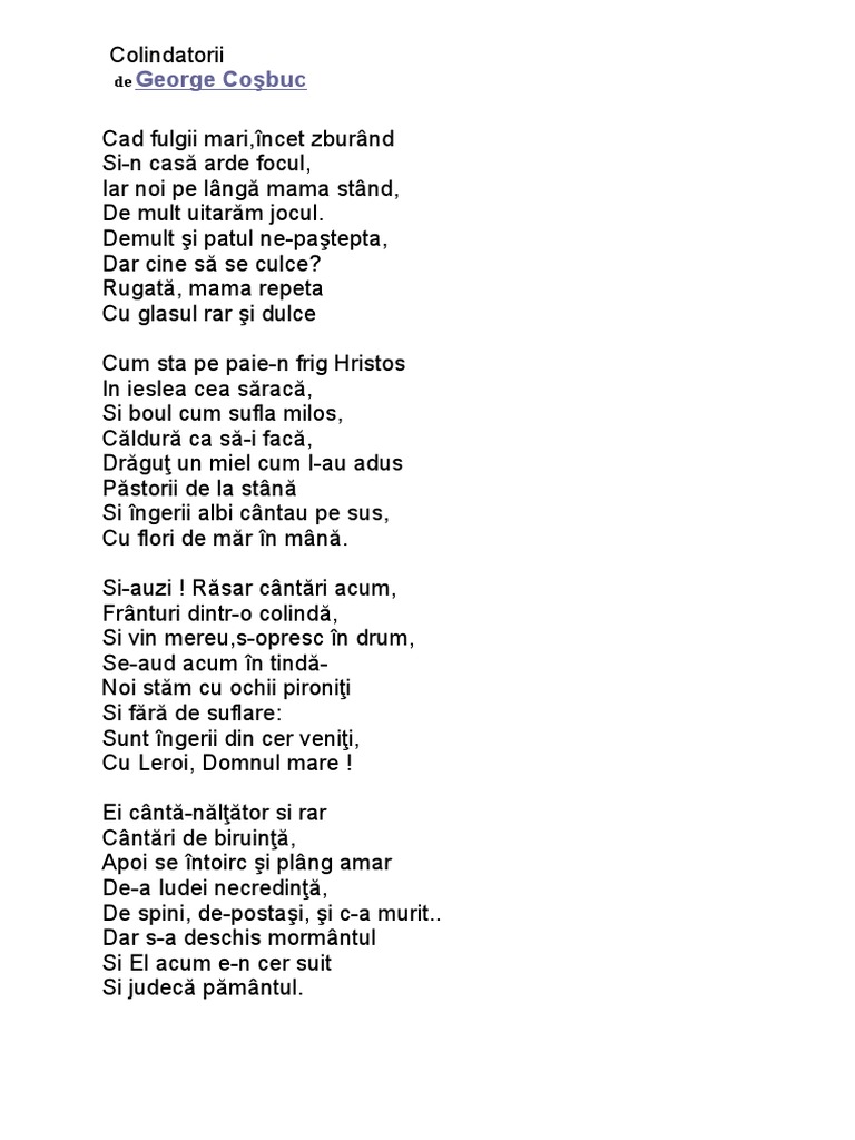 Colindatorii George Cosbuc | PDF