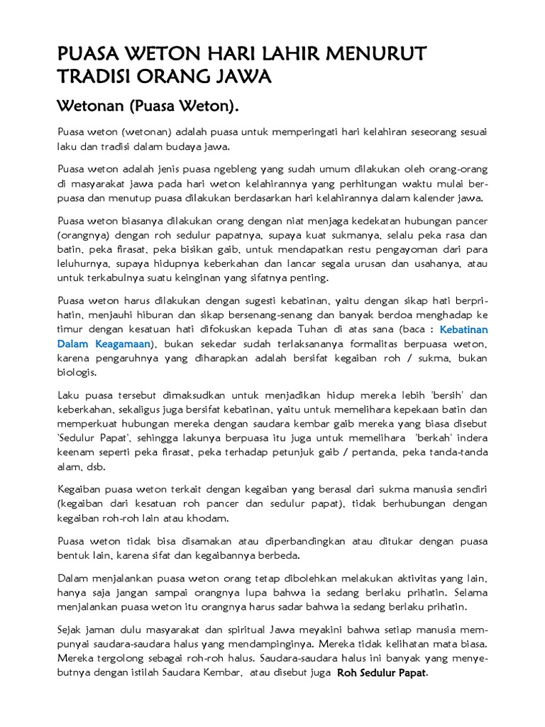 Doa Puasa Weton