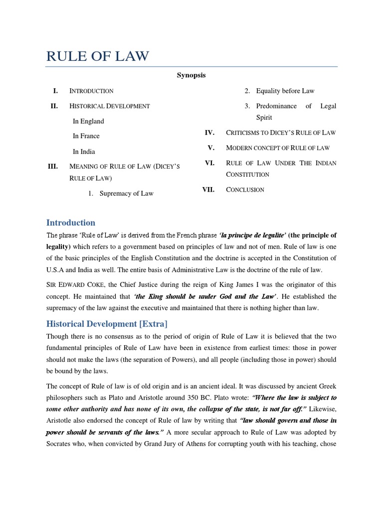 Rule of Law PDF Rule Of Law Jurisprudence