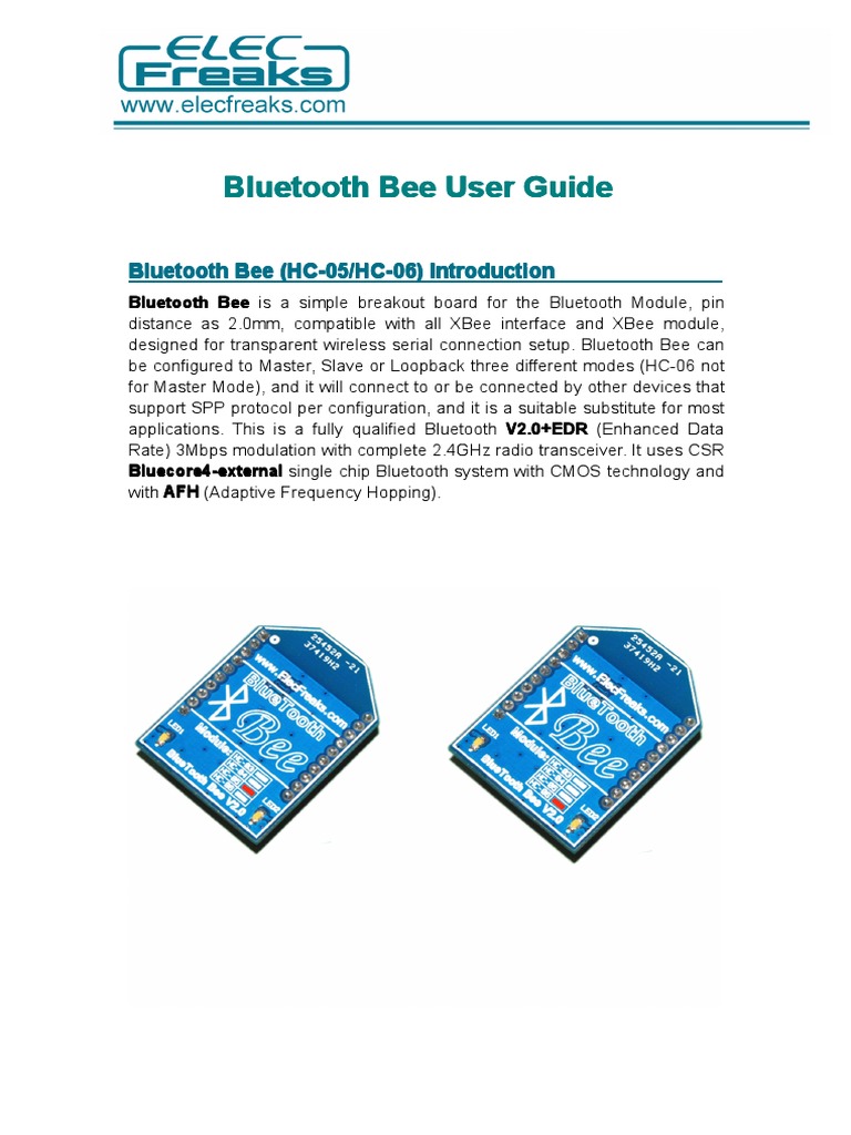 EF03074-Bluetooth Bee (HC-05 and HC-06) User Guide | PDF | Bluetooth ...