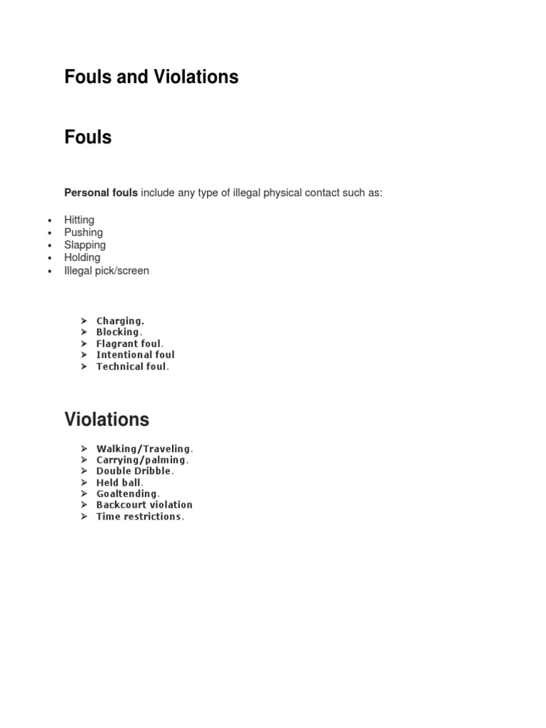 Fouls and Violations PDF