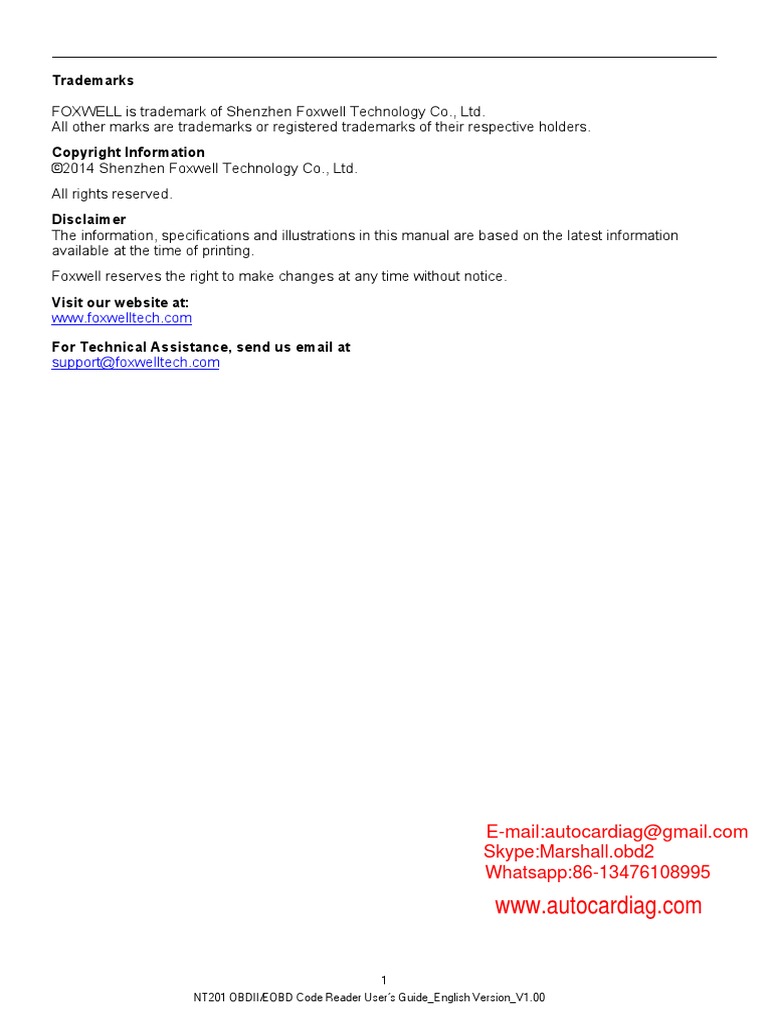 Foxwell Nt201 Program Mode See User Manual