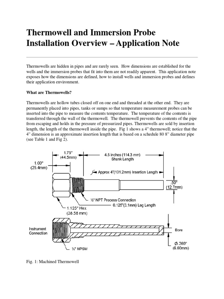Thermowell Installation and Sizing Guide | PDF | Pipe (Fluid Conveyance ...