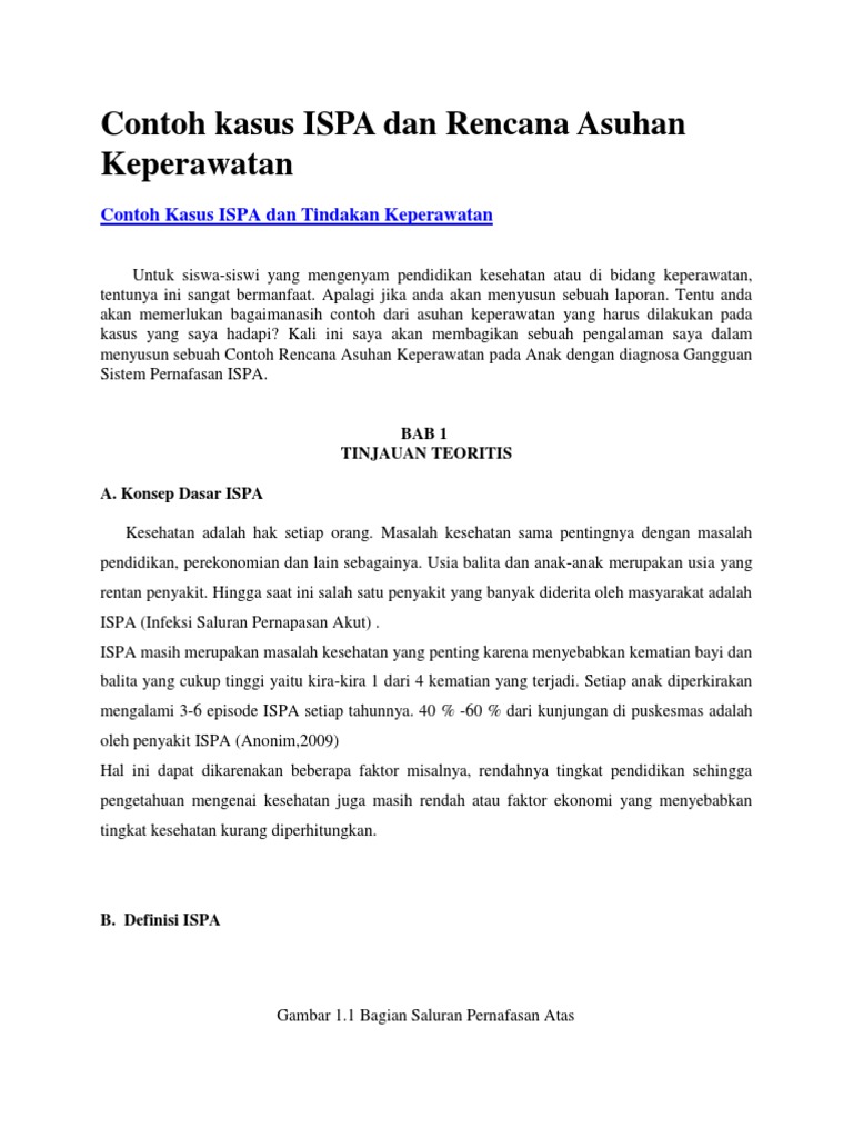 Contoh Kasus ISPA Dan Rencana Asuhan Keperawatan Contoh Kasus ISPA Dan Rencana Asuhan Keperawatan