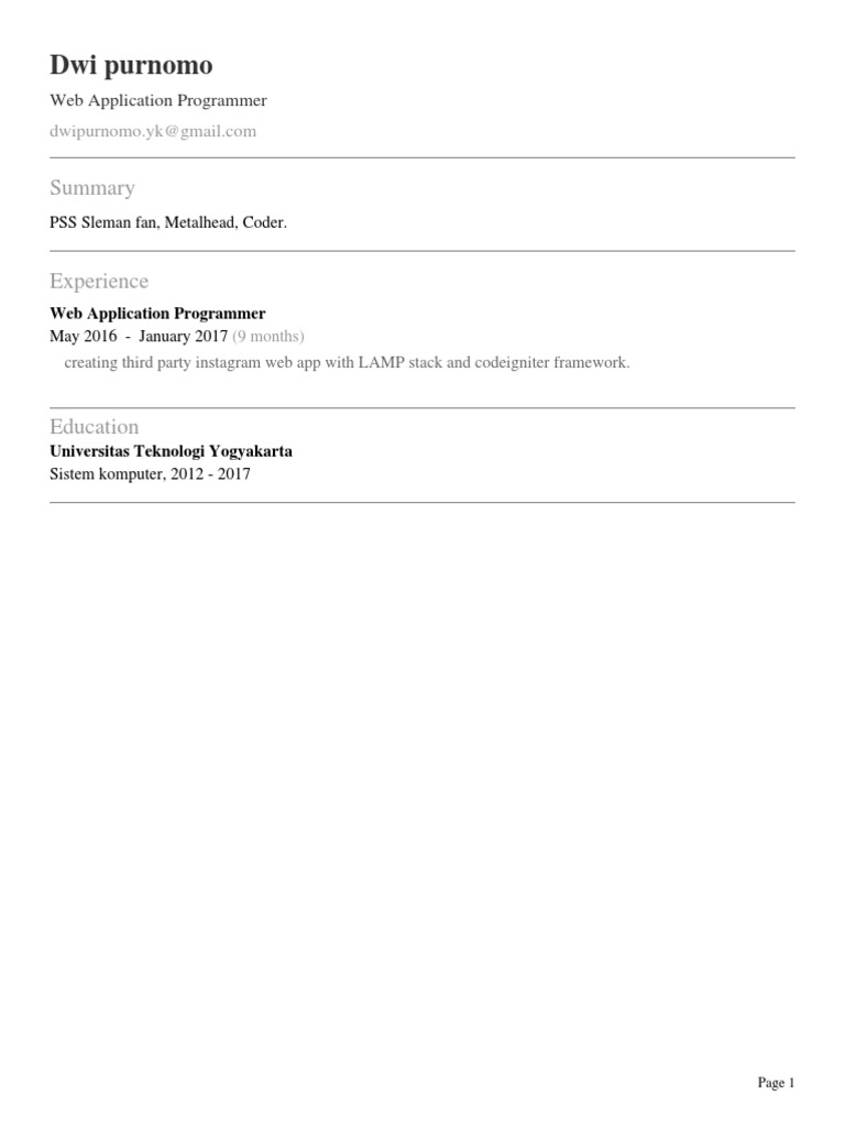 Web Application Programmer Profile | PDF